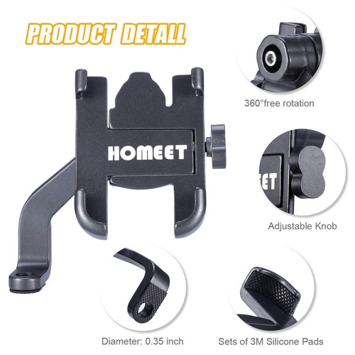 Homeet Support Téléphone Moto Rétroviseur Universel Portable 360 Degrés Rotat... - Photo 3 sur 9