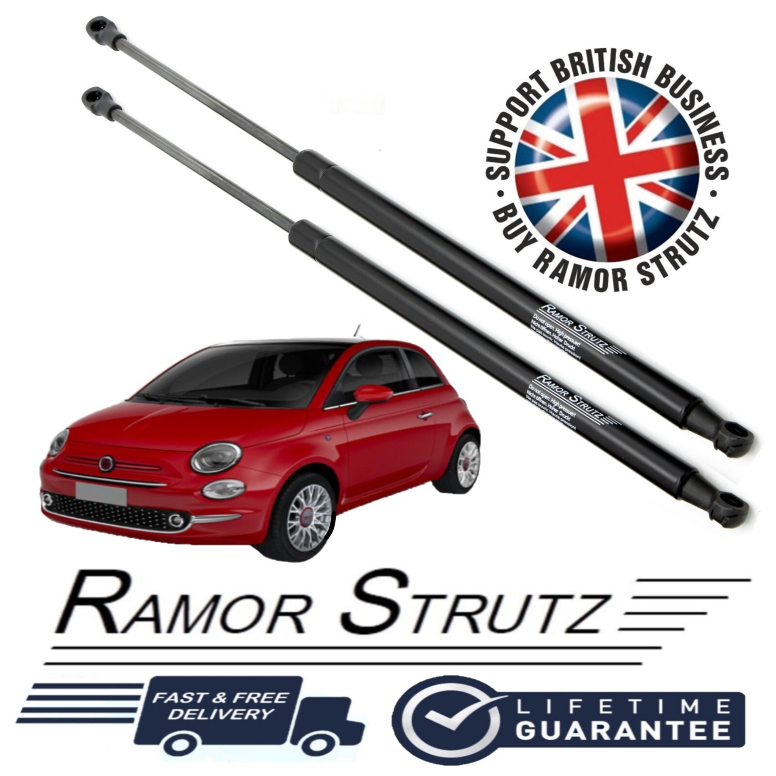 Ramor Strutz 2x Tailgate Gas Struts for a Fiat 500 (312) 2007-2017
