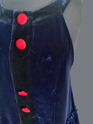 Catherine Holstein Couture Blue Velvet Sleeveless Dress W/ Pockets Sz 8 (S) - Picture 5 of 8