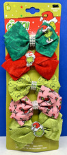 2025 HER NEW The GRINCH Set of 5 Hair Bow Clips - 2.5" x 3.7" x 0.75"