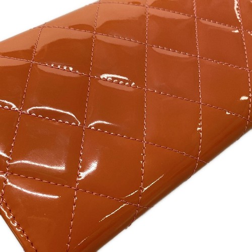 Auth CHANEL Matelasse - Orange Pink Patent Leather Long Wallet - Picture 9 of 9