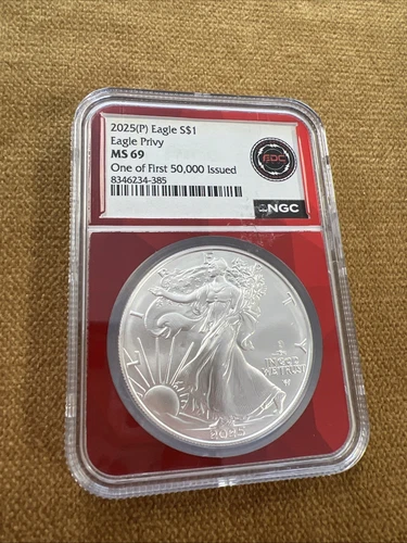 2025 (P) Silver Eagle S$1 MS 69 NGC Eagle Privy First 50,000 Issued!