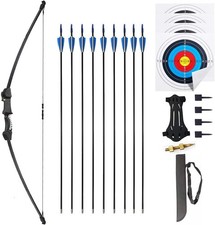 Youth Bow and Arrows Set for Kids 8-16, Longbow Kit