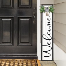 Welcome Sign for Front Porch Standing Large Outdoor Decor 45"X9" Vertical Lea...