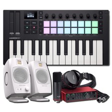 Novation Launchkey Mini 25 [MK4] con D3V - Blanco (Par) + 2i2 Studio 4ta Generación