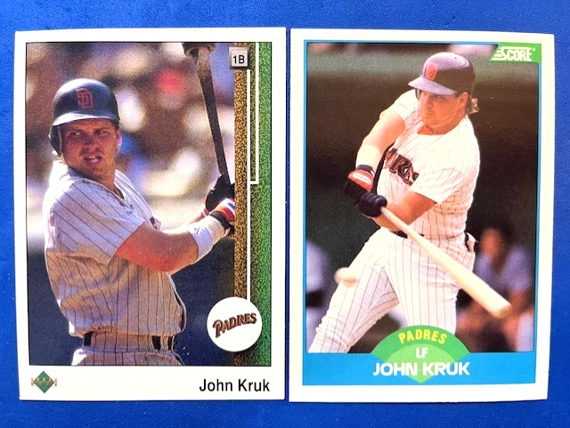 John Kruk 1989 Upper Deck & 1989 Score Baseball - Padres