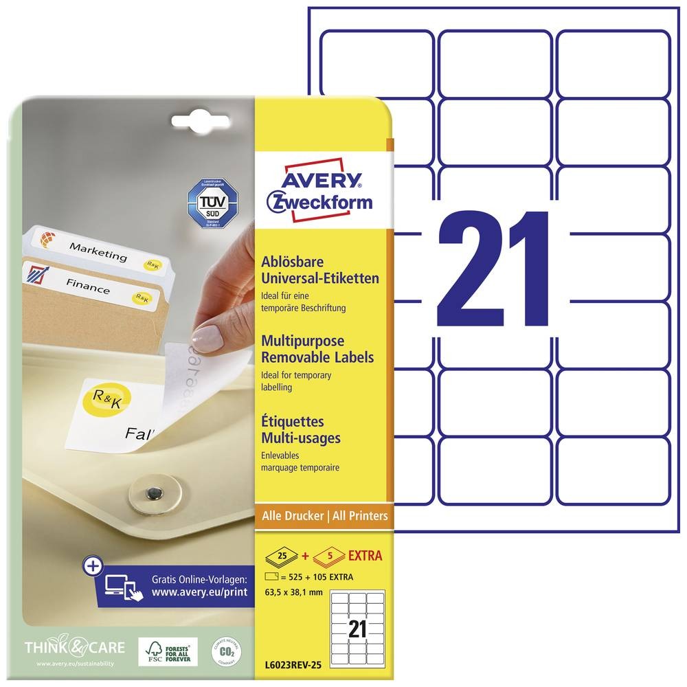 Étiquettes Avery L6023REV-25 pour organiser vos dossiers sans trace