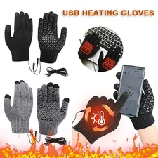 Electric USB Heated Gloves Windproof Winter Warm Thermal Ski Snow Hand Warmer