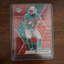 Panini 2020 Mosaic Red Mosaic Prizm Tua Tagovailoa Rookie Card #203. rookie card picture