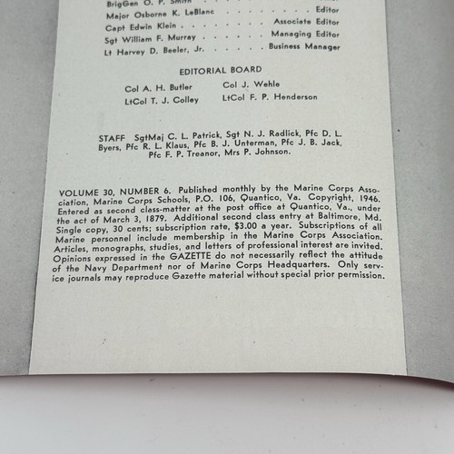 Vintage Marine Corps Gazette Magazine June, 1946 - Picture 4 of 10