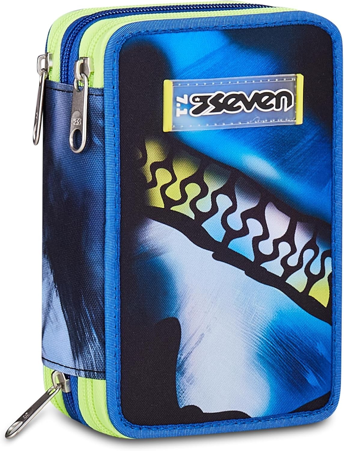 SEVEN Blu Fusion - Astuccio 3 Zip 45 Accessori Scolastici 12,5 x 20 x 7 cm - Immagine 3