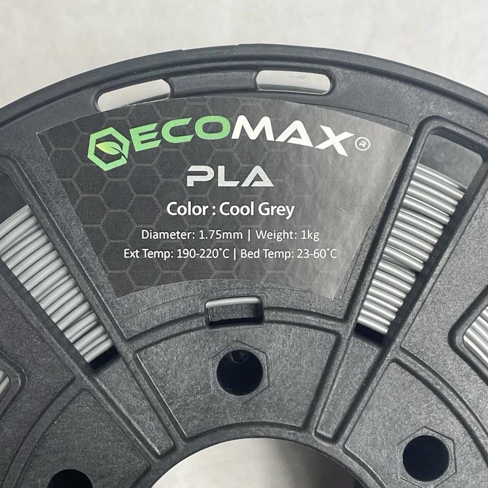 Ecomax PLA 1.75 mm 3D Printer Filament in Cool Gray 1kg Spool - Image 3 of 4