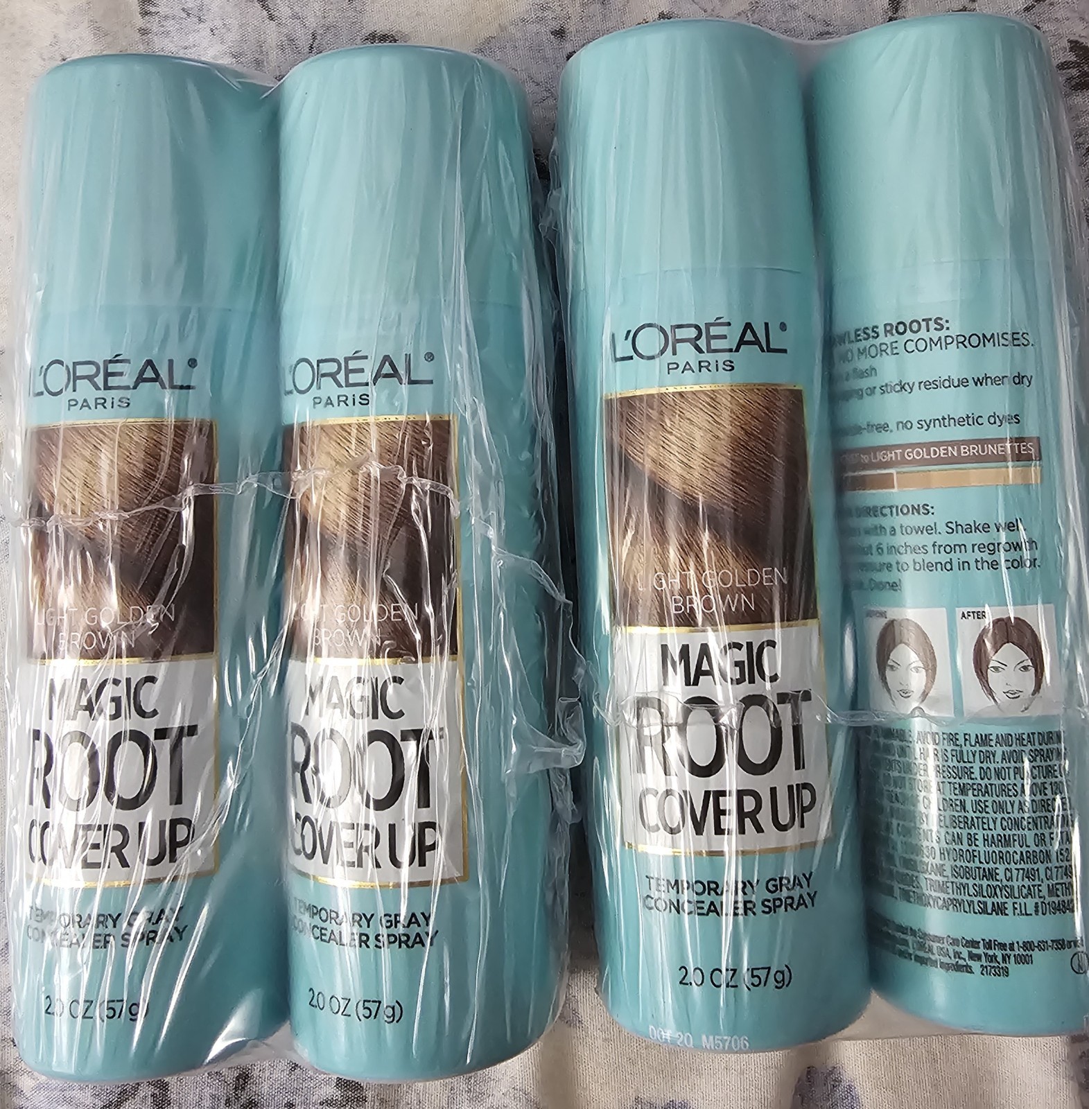 L'Oreal Magic Root Cover Up Light Golden Brown Gray Concealer Spray Lot Of 4
