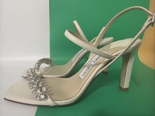 Jimmy Choo Meira 85 Latte Crystal Sandals Wom...