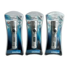 3x Grundig Taschenlampe 3 Watt LED ,150-160 Lumen, ca. 150 m, Aluminium
