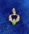 Egyptian Revival Old Mine Diamond Enamel Winged Scarab Pendant Necklace Art Deco — photo 1