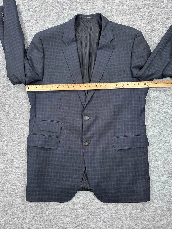 Hugo Boss Travel Blazer Mens 46L Blue Check Wool Fratelli Tallia Di Delfino City - Image 4 of 4