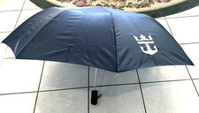 Preowned Royal Caribbean Push Button Compact Umbrella Navy  White Used Once.