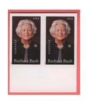 Barbara Bush Imperf Press Sheet Horizontal Pair Scott #6022a NDC