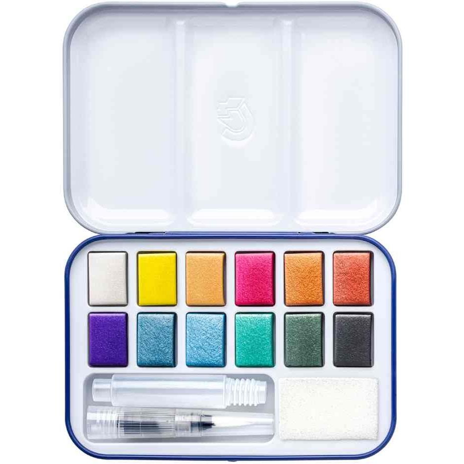 Peinture aquarelle métallisée STAEDTLER étui de 12 godets haute brillance