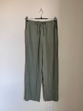 Zara Women's Textured Straight Leg Trousers in Sage Green Size MEDIUM