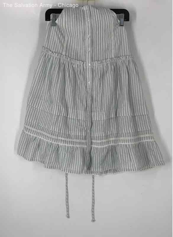 Free People Womens Ivory Blue Combo Striped Button Front Short Mini Dress Size S