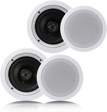 Pair 6.5  Flush Mount In-Wall In-Ceiling 2-Way Home Speaker System Spring Loaded