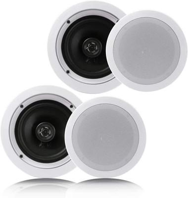 Pair 6.5  Flush Mount In-Wall In-Ceiling 2-Way Home Speaker System Spring Loaded