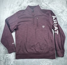 Ariat Tek 1/4 Zip Pullover Mens Size S Red Heatherd Sweater Cold Series Pocket