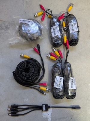 4 x 60FT & 2 X 75FT Video Power Cable BNC Security Camera RCA DVR Cord for CCTV