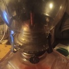Vintage Glass Oil Lamp with Hurricane Chimney, Clear/Red, Wick, Glass/Metal — photo 5