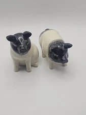 RARE LEFTON BLACK & WHITE PIGS CERAMIC SALT & PEPPER SHAKERS VINTAGE   