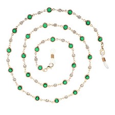 Crystal Beaded Eyeglasses Chain, Gold Crystal Glasses Chain for Women and Gir...
