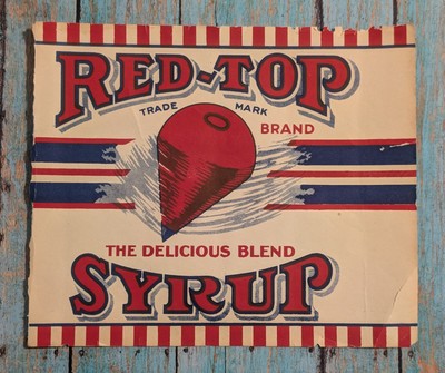 Vtg Red-Top Syrup Can Label - Cincinnati, Ohio - Rare Spinning Top Advertisement
