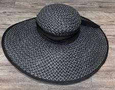 Something Special Women’s 100% Paper Navy Blue Wide Brim Sun Hat ONE SIZE