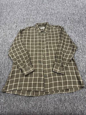 Equilibrio Shirt Men XL Olive Green Linen Quiet Luxury Button Up Made In Italy