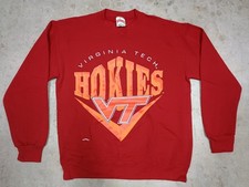 Vintage Virginia Tech Hokies Sweatshirt Pullover Sweater Nutmeg USA Made Sz Med