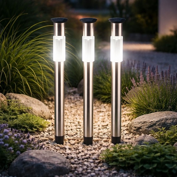 Steckleuchte Solarlampe AußEnleuchte Led Erdspieß Wegeleuchte Edelstahl 3Er Set-image