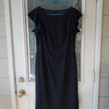 Ann Taylor Dress 95 Virgin Wool Sz 10 Black Zipper And Eye Closure Lined