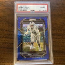 2022 Panini Prizm Maxx Crosby Blue Shimmer /25 SSP Las Vegas Raiders #174 Psa 10