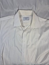 Charles Tyrwhitt Men s Dress Shirt 17.5 34/35 Blue Check Grid Non-Iron Cotton