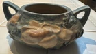 Vintage Roseville USA Art Pottery Magnolia Sugar Bowl Blue with Orange Flower