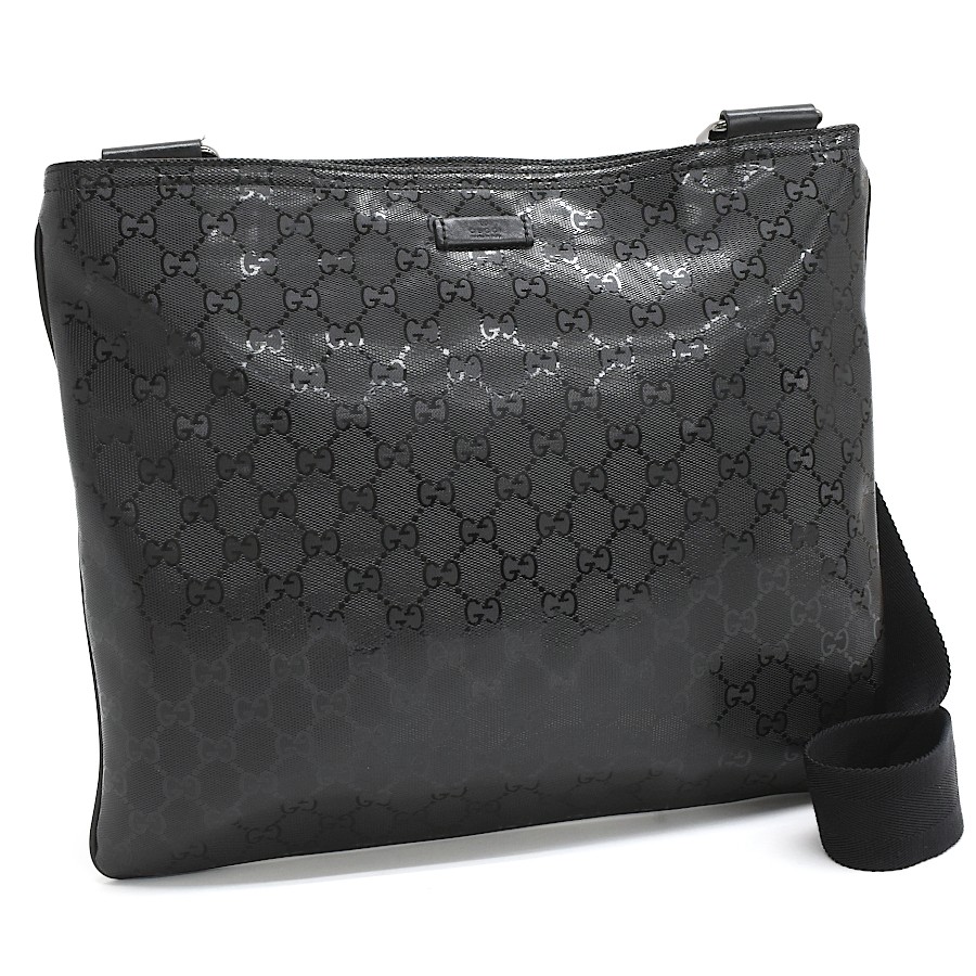 Auth GUCCI GG Imprime Shoulder Bag 201446 Crossbody Bag Black PVC