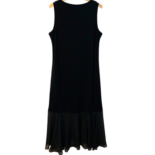 Chicos Kleid Damen Größe 2 Reisende Chiffon Saum gehobener Bateau-Ausschnitt Midi neu mit Etikett - Bild 2 von 5
