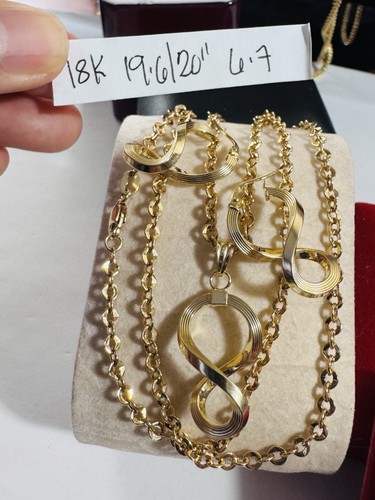 Reines 18K 18K 750 Dubai Gold Infinity Ohrring Halskette 19,6”/20” Zoll 6,7 g 3,2 mm - Bild 17 von 23