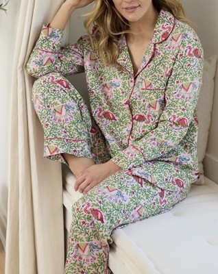 Print Fresh PJ Set Flamenco LS Top & Pants XL Pink Multi Rare Flamingo Pj