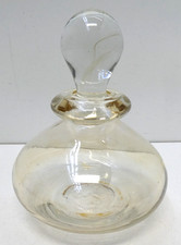 VINTAGE YELLOW TINTED GLASS STOPPER ORNATE SCENT PERFUME BOTTLE