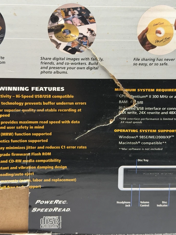 Plextor Plexwriter 48/24/28U USB 2.0 Hi-Speed CD-RW External Drive PX-W4824TU  - Image 3 of 4