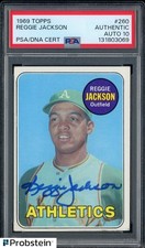 Reggie Jackson HOF Signed 1969 Topps #260 A's RC Rookie PSA/DNA 10 AUTO