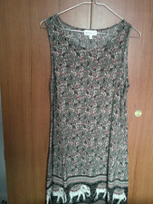 Ladies sleeveless Summer dress size 14 by Apricot. Green floral with elephant bo
